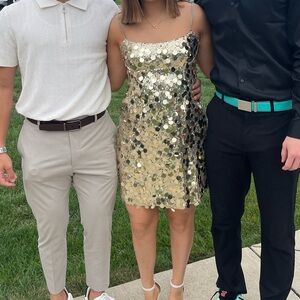 Gold sequin A-line dress